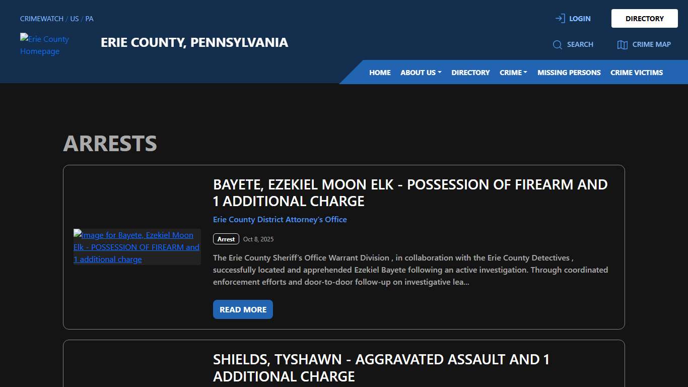 Arrests for Erie County, Pennsylvania CRIMEWATCH